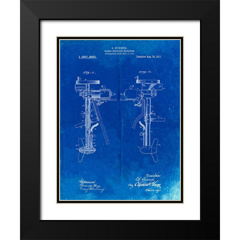 PP979-Faded Blueprint Otoscope Patent Print Black Modern Wood Framed Art Print with Double Matting by Borders, Cole