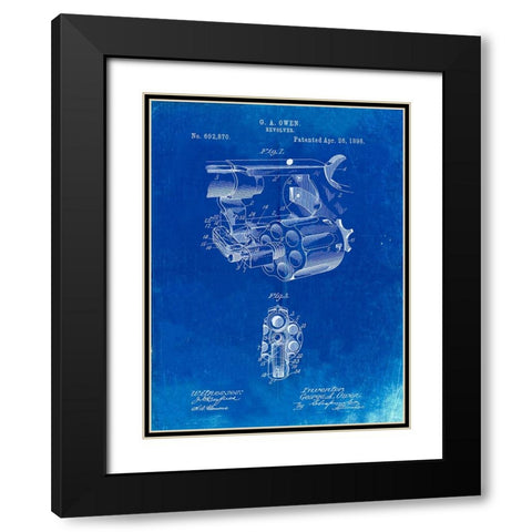 PP980-Faded Blueprint Owen Revolver Patent Art Black Modern Wood Framed Art Print with Double Matting by Borders, Cole