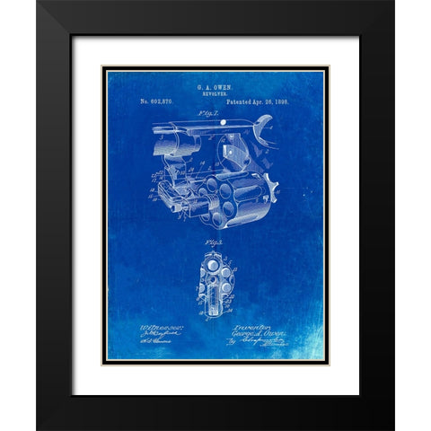 PP980-Faded Blueprint Owen Revolver Patent Art Black Modern Wood Framed Art Print with Double Matting by Borders, Cole