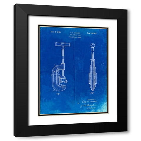 PP986-Faded Blueprint Pipe Cutting Tool Patent Poster Black Modern Wood Framed Art Print with Double Matting by Borders, Cole