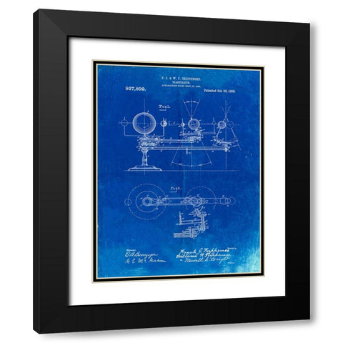 PP988-Faded Blueprint Planetarium 1909 Patent Poster Black Modern Wood Framed Art Print with Double Matting by Borders, Cole