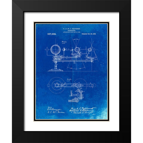 PP988-Faded Blueprint Planetarium 1909 Patent Poster Black Modern Wood Framed Art Print with Double Matting by Borders, Cole