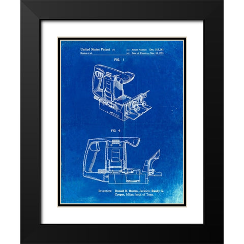 PP990-Faded Blueprint Plate Joiner Poster Black Modern Wood Framed Art Print with Double Matting by Borders, Cole