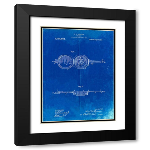 PP992-Faded Blueprint Pocket Transit Compass 1919 Patent Poster Black Modern Wood Framed Art Print with Double Matting by Borders, Cole