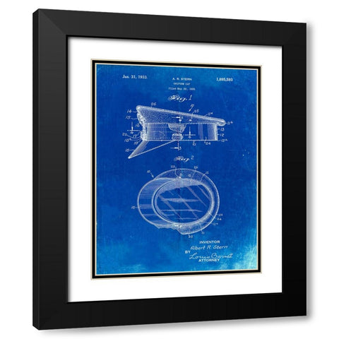 PP993-Faded Blueprint Police Hat 1933 Patent Poster Black Modern Wood Framed Art Print with Double Matting by Borders, Cole