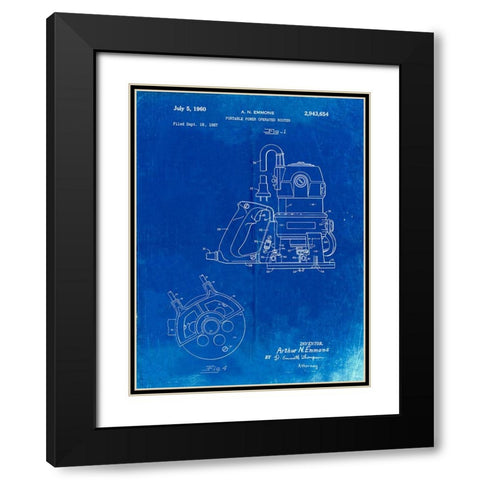 PP997-Faded Blueprint Porter Cable Hand Router Patent Poster Black Modern Wood Framed Art Print with Double Matting by Borders, Cole