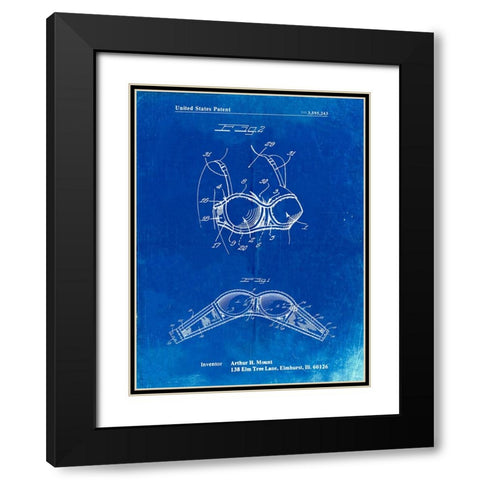 PP1004-Faded Blueprint Push-up Bra Patent Poster Black Modern Wood Framed Art Print with Double Matting by Borders, Cole