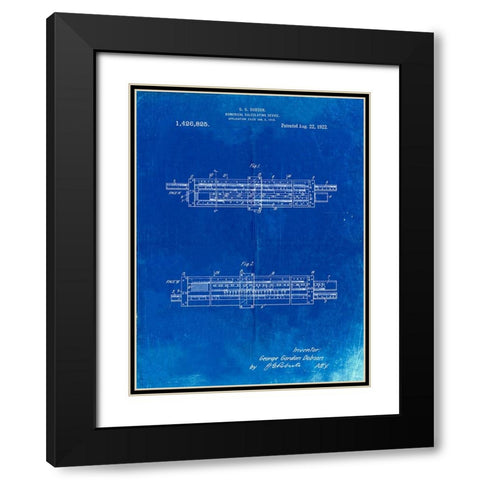 PP1040-Faded Blueprint Slide Rule Patent Poster Black Modern Wood Framed Art Print with Double Matting by Borders, Cole