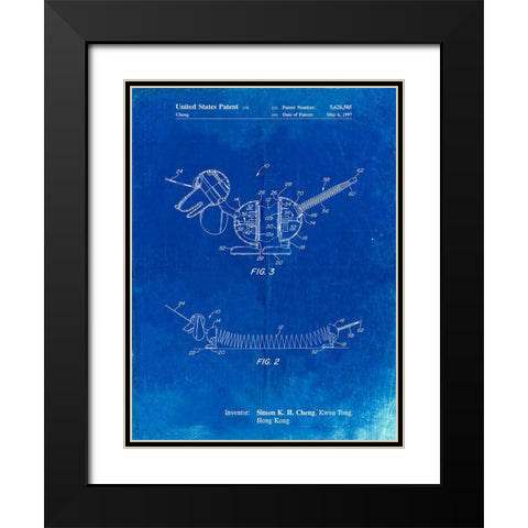 PP1041-Faded Blueprint Slide Rule Patent Poster Black Modern Wood Framed Art Print with Double Matting by Borders, Cole