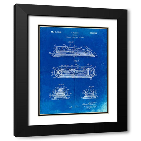 PP1052-Faded Blueprint Stapler Patent Poster Black Modern Wood Framed Art Print with Double Matting by Borders, Cole