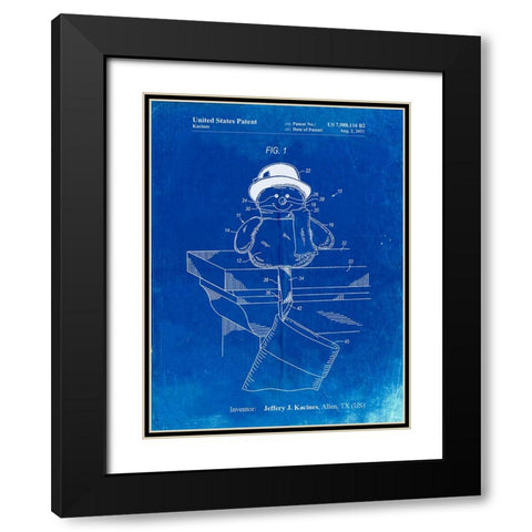 PP1067-Faded Blueprint Stocking Holder Poster Black Modern Wood Framed Art Print with Double Matting by Borders, Cole