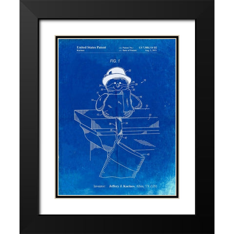 PP1067-Faded Blueprint Stocking Holder Poster Black Modern Wood Framed Art Print with Double Matting by Borders, Cole