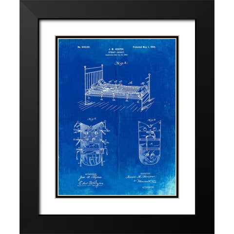 PP1068-Faded Blueprint Strait Jacket Patent Poster Black Modern Wood Framed Art Print with Double Matting by Borders, Cole