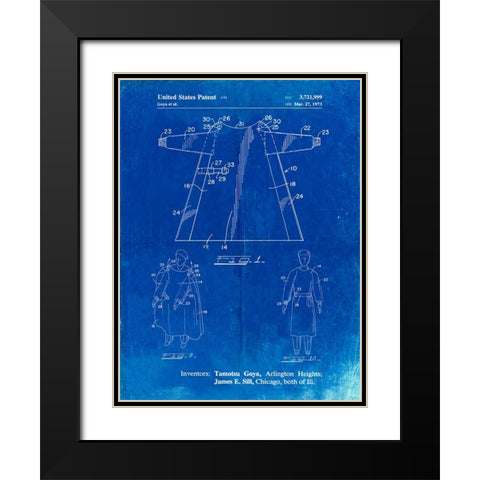PP1074-Faded Blueprint Surgical Gown Patent Print Black Modern Wood Framed Art Print with Double Matting by Borders, Cole