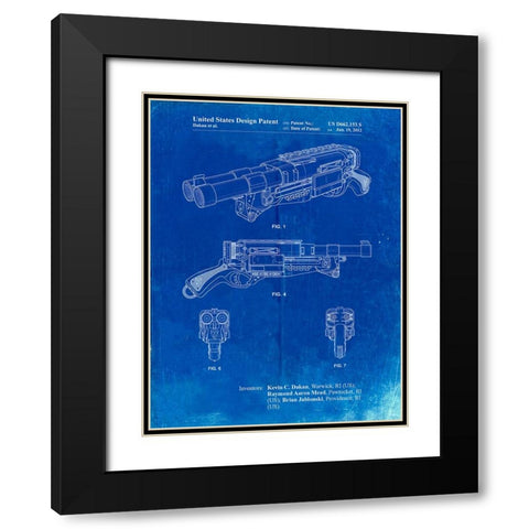 PP1105-Faded Blueprint Toy Gun Poster Black Modern Wood Framed Art Print with Double Matting by Borders, Cole