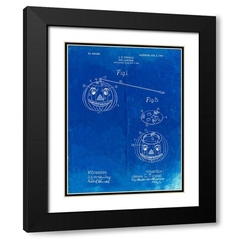 PP1106-Faded Blueprint Toy Lantern Poste Patent Black Modern Wood Framed Art Print with Double Matting by Borders, Cole