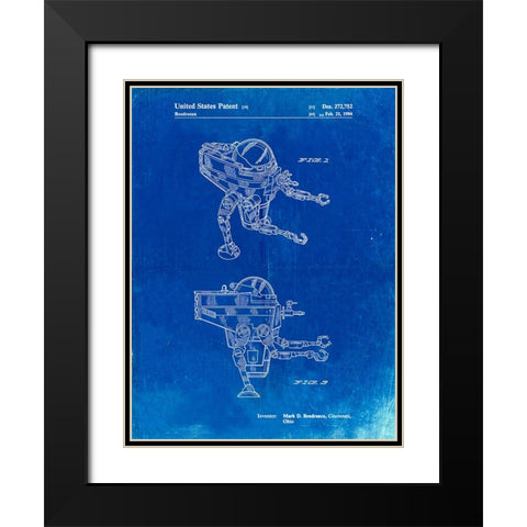 PP1107-Faded Blueprint Mattel Space Walking Toy Patent Poster Black Modern Wood Framed Art Print with Double Matting by Borders, Cole