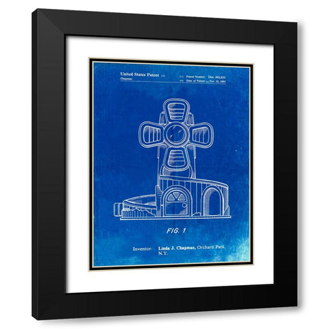PP1108-Faded Blueprint Toy Windmill Poster Black Modern Wood Framed Art Print with Double Matting by Borders, Cole