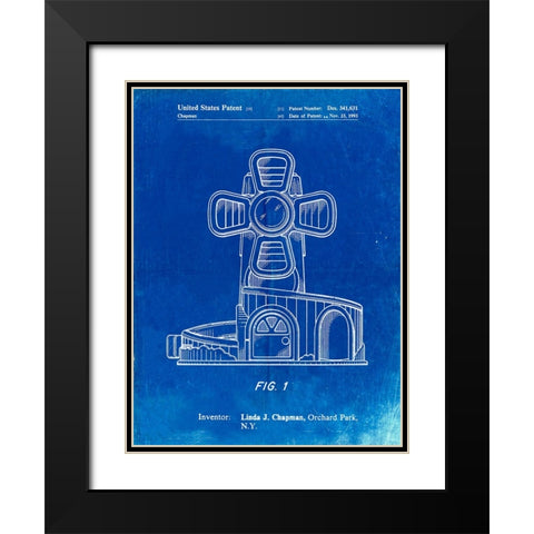 PP1108-Faded Blueprint Toy Windmill Poster Black Modern Wood Framed Art Print with Double Matting by Borders, Cole