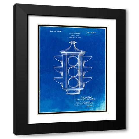 PP1109-Faded Blueprint Traffic Light 1923 Patent Poster Black Modern Wood Framed Art Print with Double Matting by Borders, Cole