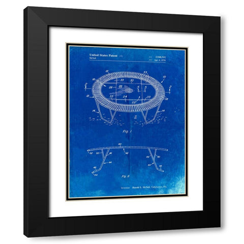 PP1111-Faded Blueprint Trampoline Patent Poster Black Modern Wood Framed Art Print with Double Matting by Borders, Cole