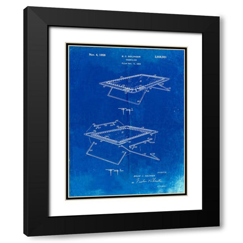 PP1112-Faded Blueprint Trampoline Poster  Black Modern Wood Framed Art Print with Double Matting by Borders, Cole