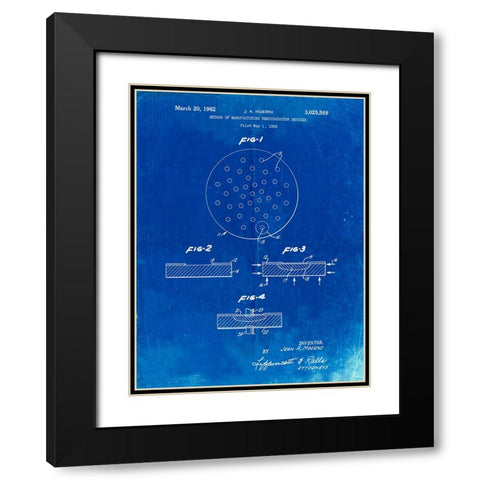 PP1113-Faded Blueprint Transistor Semiconductor Patent Poster Black Modern Wood Framed Art Print with Double Matting by Borders, Cole