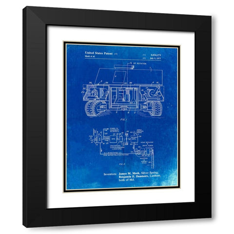 PP1116-Faded Blueprint Turret Drive System Patent Poster Black Modern Wood Framed Art Print with Double Matting by Borders, Cole