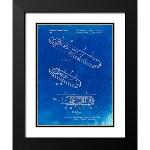 PP1120-Faded Blueprint USB Flash Drive Patent Poster Black Modern Wood Framed Art Print with Double Matting by Borders, Cole