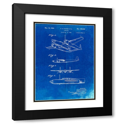 PP69-Faded Blueprint Lockheed XP-58 Chain Lightning Poster Black Modern Wood Framed Art Print with Double Matting by Borders, Cole