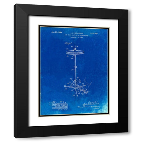 PP106-Faded Blueprint Hi Hat Cymbal Stand and Pedal Patent Poster Black Modern Wood Framed Art Print with Double Matting by Borders, Cole