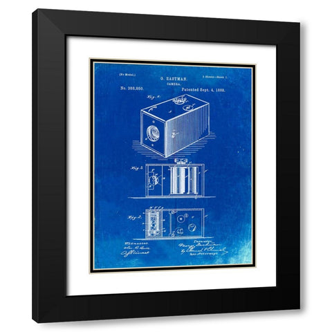 PP126- Faded Blueprint Eastman Kodak Camera Patent Poster Black Modern Wood Framed Art Print with Double Matting by Borders, Cole