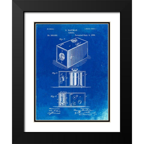 PP126- Faded Blueprint Eastman Kodak Camera Patent Poster Black Modern Wood Framed Art Print with Double Matting by Borders, Cole