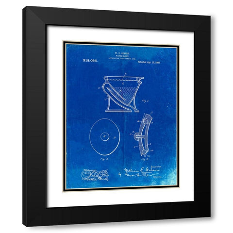 PP129- Faded Blueprint Siphoning Water Closet 1909 Patent Poster Black Modern Wood Framed Art Print with Double Matting by Borders, Cole