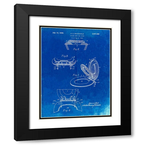 PP130- Faded Blueprint Toilet Seat Poster Black Modern Wood Framed Art Print with Double Matting by Borders, Cole