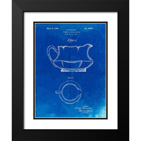 PP155- Faded Blueprint Haviland Basin Pitcher Patent Poster Black Modern Wood Framed Art Print with Double Matting by Borders, Cole