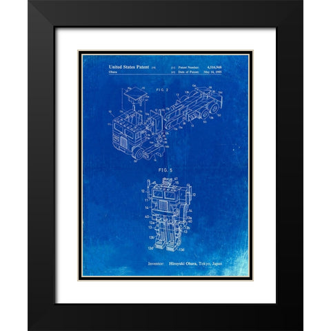 PP179- Faded Blueprint Optimus Prime Transformer Poster Black Modern Wood Framed Art Print with Double Matting by Borders, Cole