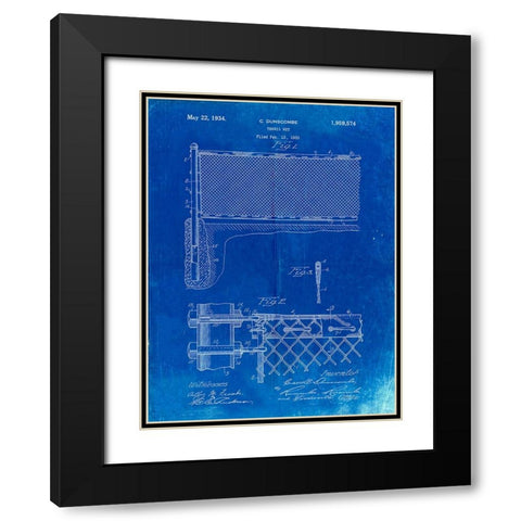 PP181- Faded Blueprint Tennis Net Patent Poster Black Modern Wood Framed Art Print with Double Matting by Borders, Cole