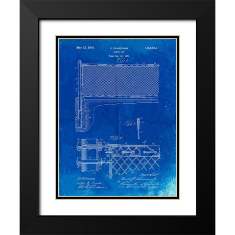 PP181- Faded Blueprint Tennis Net Patent Poster Black Modern Wood Framed Art Print with Double Matting by Borders, Cole