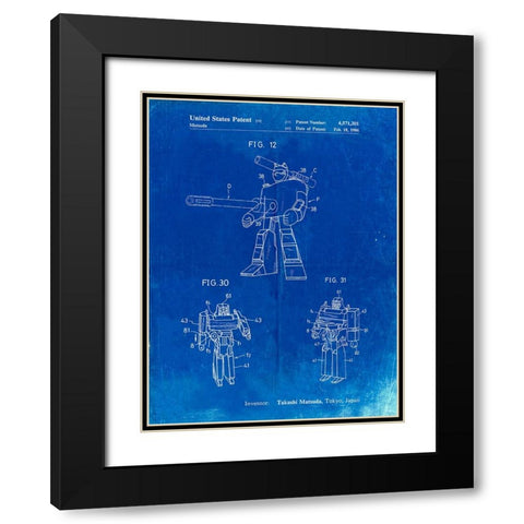 PP184- Faded Blueprint Megatron Transformer Patent Poster Black Modern Wood Framed Art Print with Double Matting by Borders, Cole