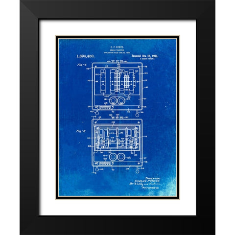 PP207- Faded Blueprint Toastmaster Toaster Patent Print Black Modern Wood Framed Art Print with Double Matting by Borders, Cole