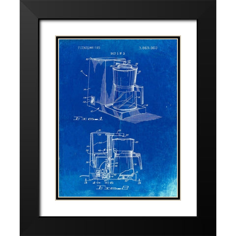 PP208- Faded Blueprint Dart Coffee Maker 1975 Black Modern Wood Framed Art Print with Double Matting by Borders, Cole