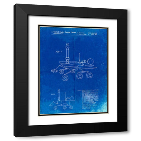 PP227-Faded Blueprint Mars Rover Patent Poster Black Modern Wood Framed Art Print with Double Matting by Borders, Cole