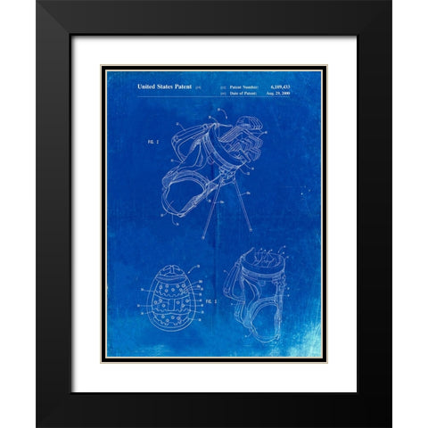 PP239-Faded Blueprint Golf Walking Bag Patent Poster Black Modern Wood Framed Art Print with Double Matting by Borders, Cole
