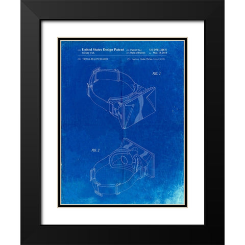 PP279-Faded Blueprint Oculus Rift Patent Poster Black Modern Wood Framed Art Print with Double Matting by Borders, Cole