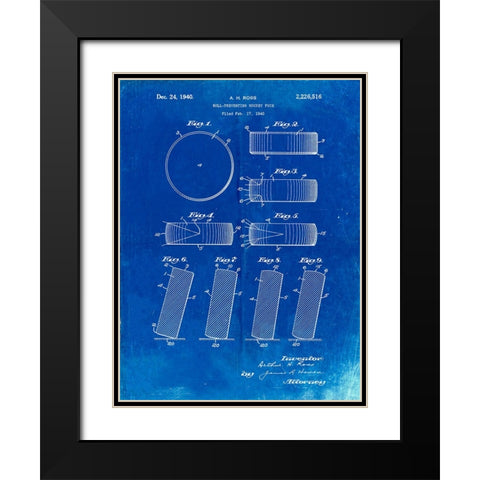 PP290-Faded Blueprint Hockey Puck Patent Poster Black Modern Wood Framed Art Print with Double Matting by Borders, Cole