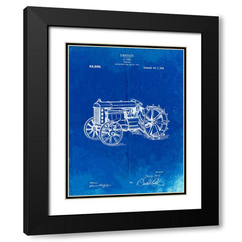 PP310-Faded Blueprint Fordson Tractor Patent Poster Black Modern Wood Framed Art Print with Double Matting by Borders, Cole