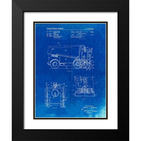 PP313-Faded Blueprint Ice Resurfacing Patent Poster Black Modern Wood Framed Art Print with Double Matting by Borders, Cole