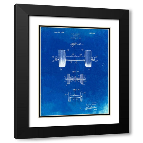 PP314-Faded Blueprint Dumbbell Patent Poster Black Modern Wood Framed Art Print with Double Matting by Borders, Cole
