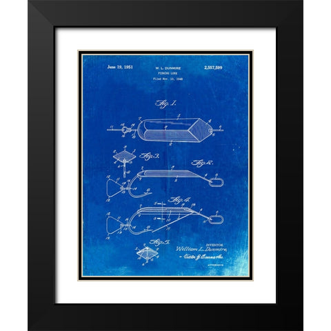 PP420-Faded Blueprint Spoon Fishing Lure Poster Black Modern Wood Framed Art Print with Double Matting by Borders, Cole